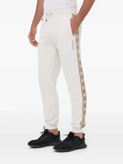 Guess Usa Logo-tape Track Pants In White
