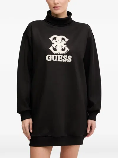 Guess Usa Logo Turtleneck Dress In Black