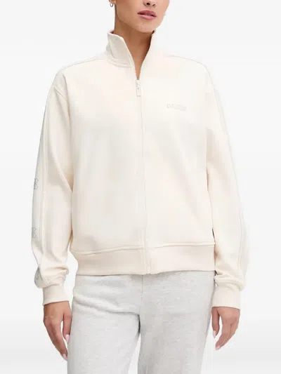 Guess Usa Logo Zip Sweatshirt In White