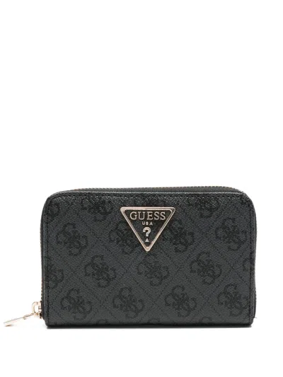 Guess Usa Logo Zip Wallet In Black