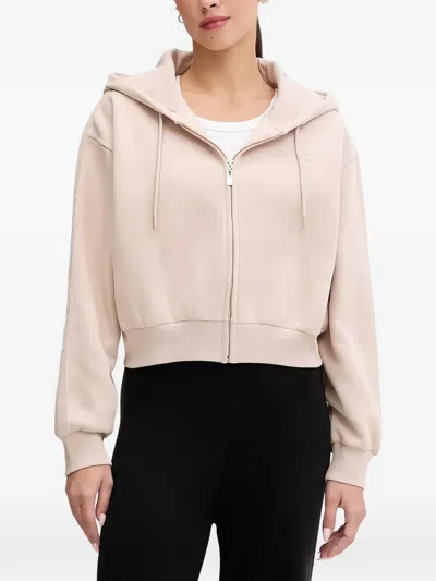 Guess Usa Logo Zip-up Hoodie In Neutral