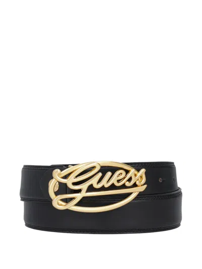 Guess Usa Logo-buckle Belt In Black