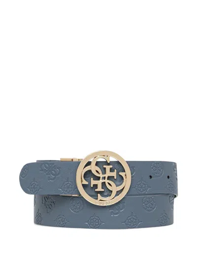 Guess Usa Logo-buckle Belt In Blue