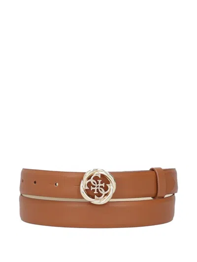 Guess Usa Logo-buckle Belt In Brown