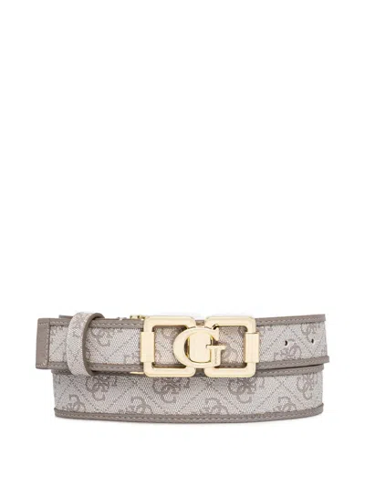 Guess Usa Logo-buckle Belt In Silver