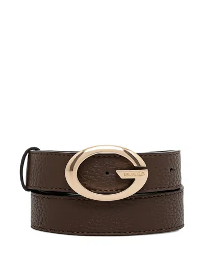 Guess Usa Logo-buckle Leather Belt In Brown