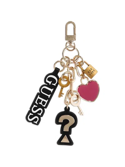 Guess Usa Logo-charm Keychain In Multi