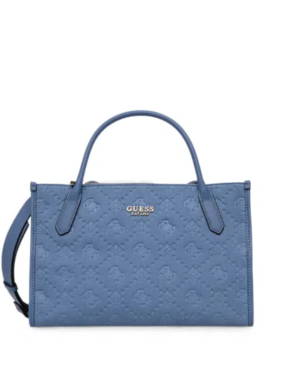 Guess Usa Logo-debossed Tote Bag In Blue