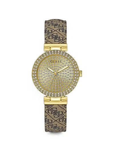 Guess Usa Logo-detail 32mm Watch In Gold