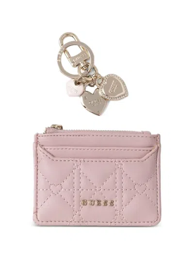 Guess Usa Logo-detail Card Holder Set In Pink