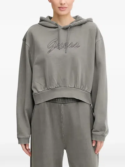 Guess Usa Logo-detail Hoodie In Gray