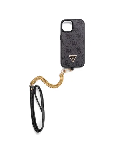 Guess Usa 체인 스트랩 클리어 아이폰 15 케이스 In Black