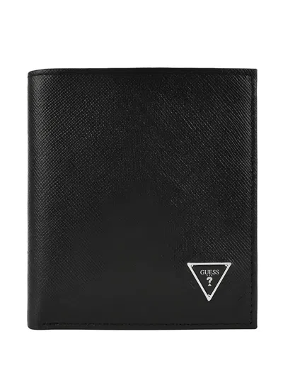 Guess Usa Logo-detail Leather Keyring And Wallet Set In Black