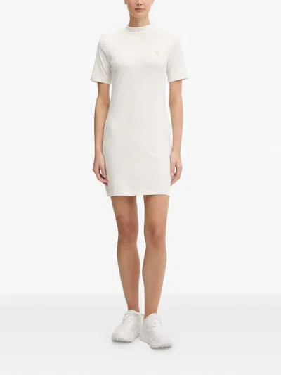 Guess Usa Logo-detail Mini Dress In White