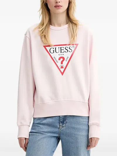 Guess Usa Logo-detail Sweatshirt In Pink