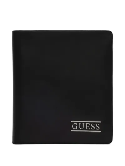 Guess Usa Logo-detail Wallet In Black