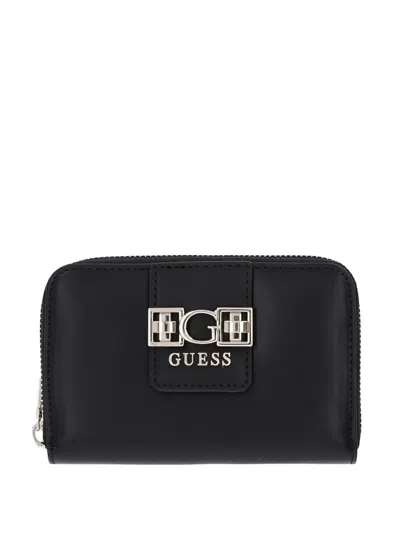 Guess Usa Logo-detail Wallet In Black