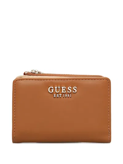 Guess Usa Logo-detail Wallet In Brown
