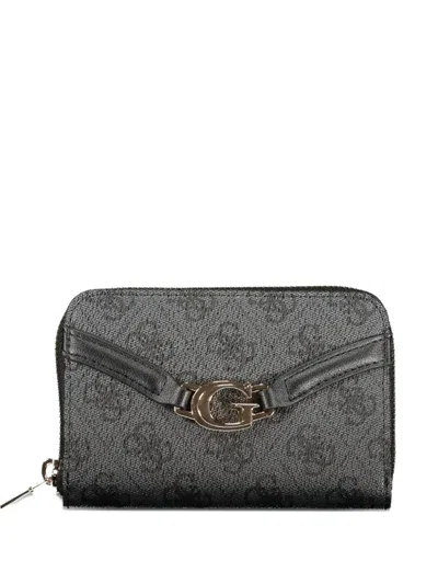 Guess Usa Logo-detail Wallet In Gray