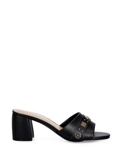 Guess Usa Logo-embellished Block-heel Mules In Black
