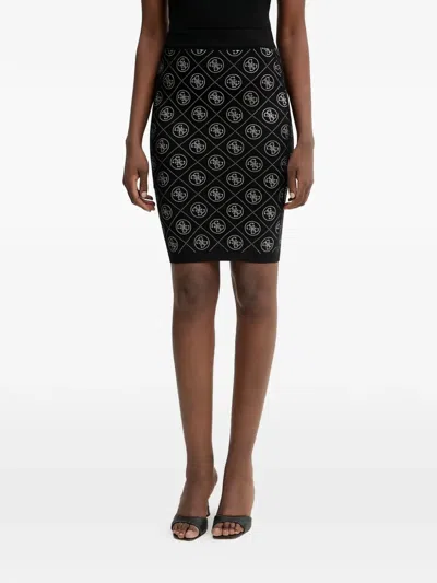Guess Usa Logo-embellished Skirt In Black