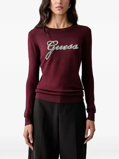 Guess Usa Logo-embellished Sweater In Red