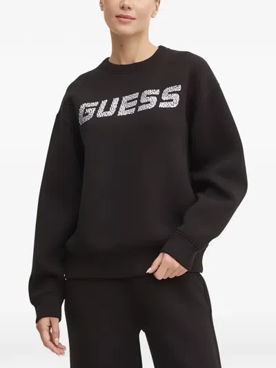 Guess Usa Logo-embellished Sweatshirt In Black