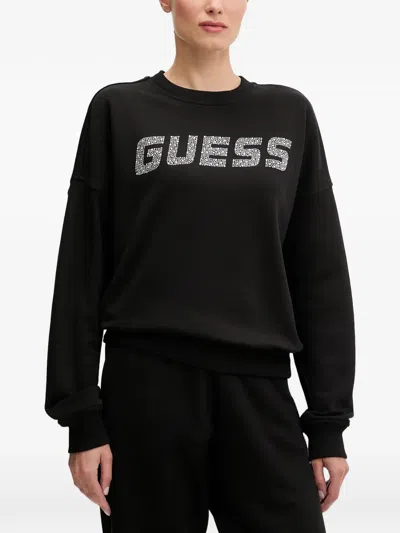 Guess Usa Logo-embellished Sweatshirt In Black