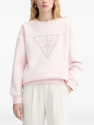 Guess Usa Logo-embellished Sweatshirt In Pink