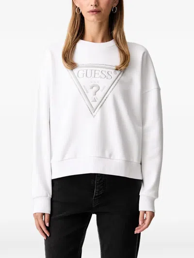 Guess Usa Logo-embellished Sweatshirt In White