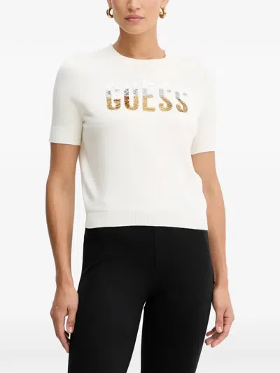 Guess Usa Logo-embellished T-shirt In White