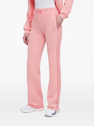 Guess Usa Logo-embossed Drawstring Track Pants In Pink
