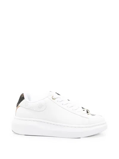 Guess Usa Logo-embossed Platform Sneakers In White