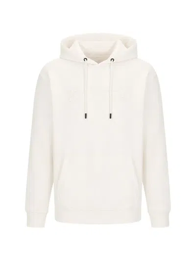 Guess Usa Logo-embossed Pouch-pocket Hoodie In White