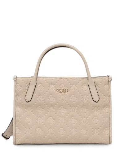 Guess Usa Logo-embossed Tote Bag In Nude