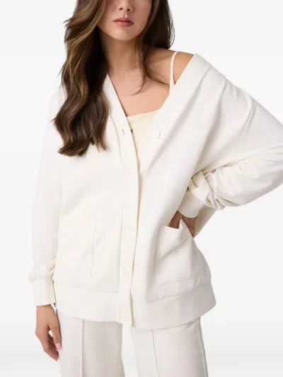 Guess Usa Logo-embroidered Cardigan In White