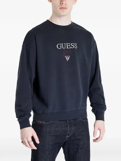 Guess Usa Logo-embroidered Crew-neck Sweater In Multi