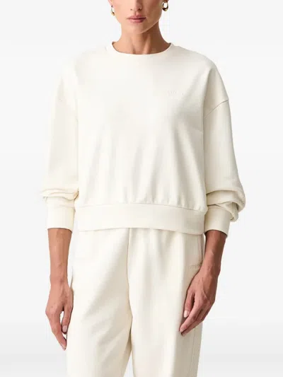 Guess Usa Logo-embroidered Crew-neck Sweatshirt In Neutral