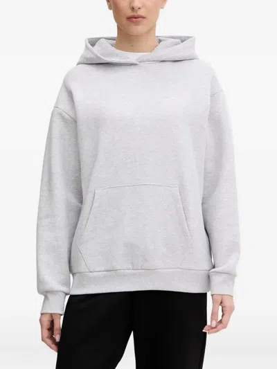 Guess Usa Logo-embroidered Hoodie In Gray