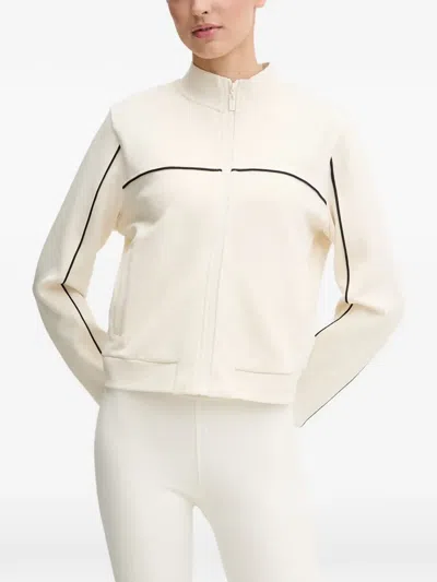 Guess Usa Logo-embroidered Piping Sweatshirt In Neutral