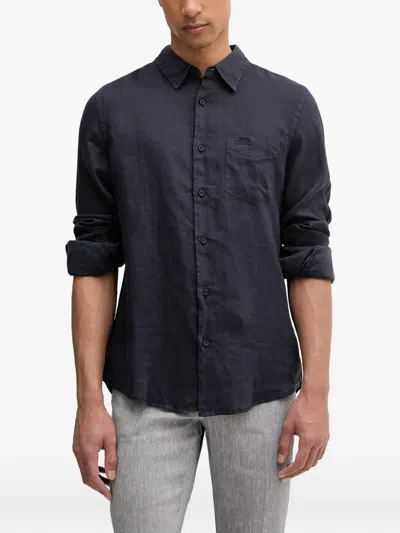 Guess Usa Logo-embroidered Pocket Shirt In Blue