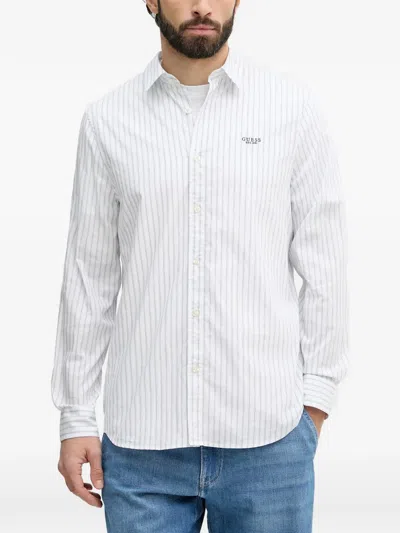 Guess Usa Logo-embroidered Shirt In White