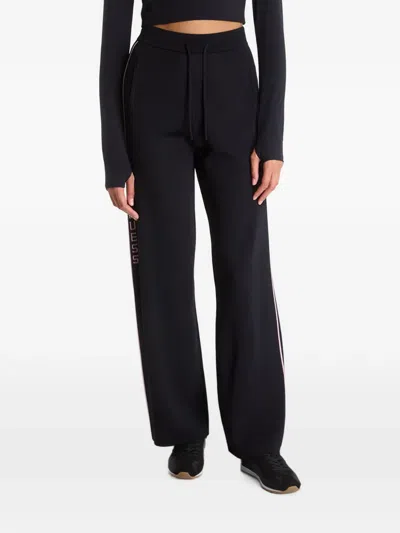 Guess Usa Logo-embroidered Side-stripe Track Pants In Black