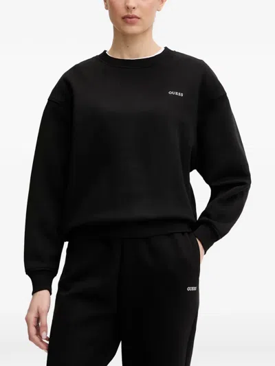 Guess Usa Logo-embroidered Sweatshirt In Black