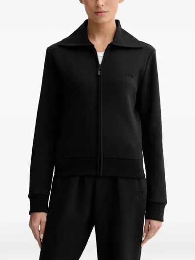 Guess Usa Logo-embroidered Track Jacket In Black