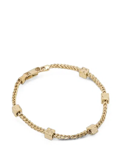 Guess Usa Logo-engraved Cube-detail Bracelet In Gold