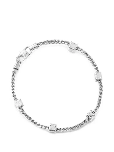 Guess Usa Logo-engraved Curb-chain Bracelet In Metallic