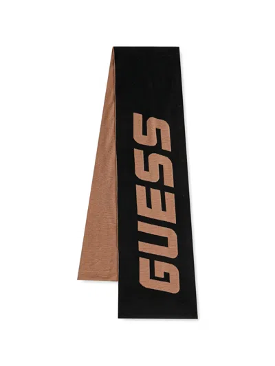 Guess Usa Logo-intarsia Scarf In Orange