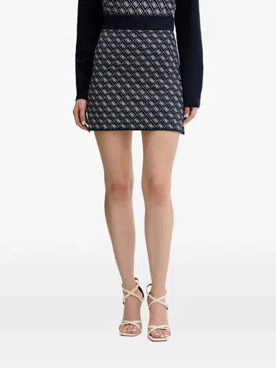 Guess Usa Logo-jacquard Mini Skirt In Blue