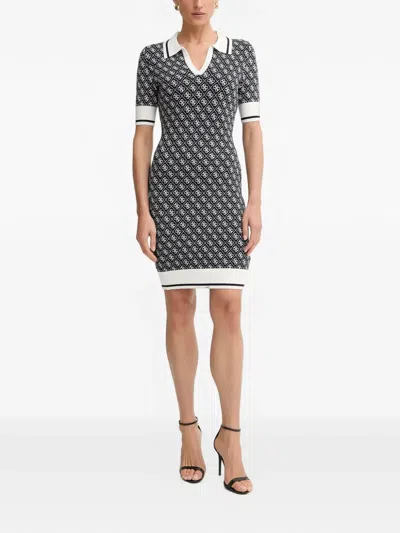 Guess Usa Logo-monogram Mini Dress In Blue